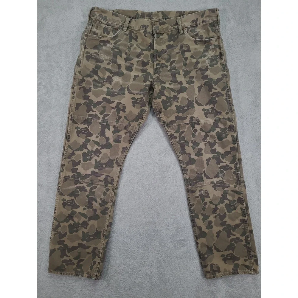 Polo Ralph Lauren Varick Mens 38x30 Camo Authentic Dungarees Distressed Pants
